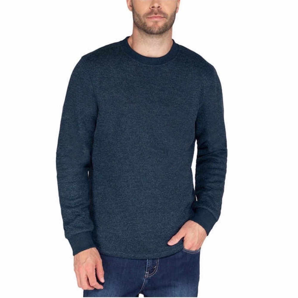BC Clothing Men Fleece Lined Crew Sweatshirt ~ BLUE - Picture 1 of 4
